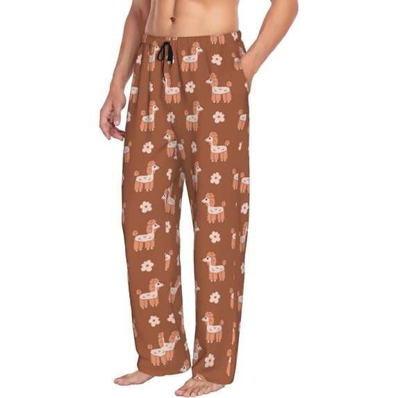 Goofa Cute Poodle Dog Pattern Printed Soft Pajama Pants for Men, Wide Leg Comfy Casual Lounge Yoga Pants-Large