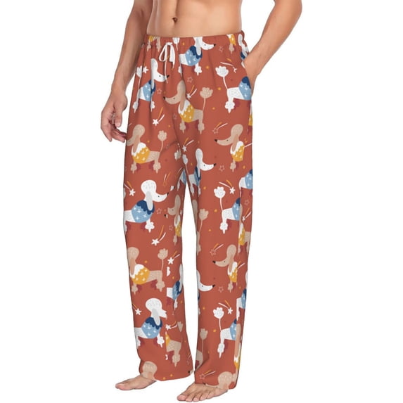 Goofa Cute Poodle Dog Printed Soft Pajama Pants for Men, Wide Leg Comfy Casual Lounge Yoga Pants-Large