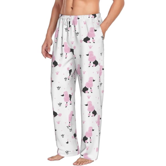 Goofa Cute Poodle Dog Printed Soft Pajama Pants for Men, Wide Leg Comfy Casual Lounge Yoga Pants-X-Large