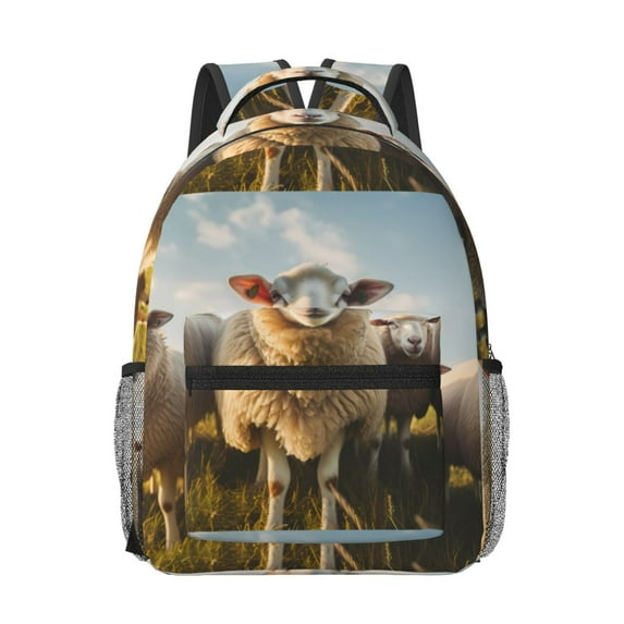 Goofa Cute Prairie Sheep Herd Pattern Comfortable Student Backpack - Ergonomic Design, Durable, Water-Resistant, Multi-Compartment,Travel, and Outdoor Activities