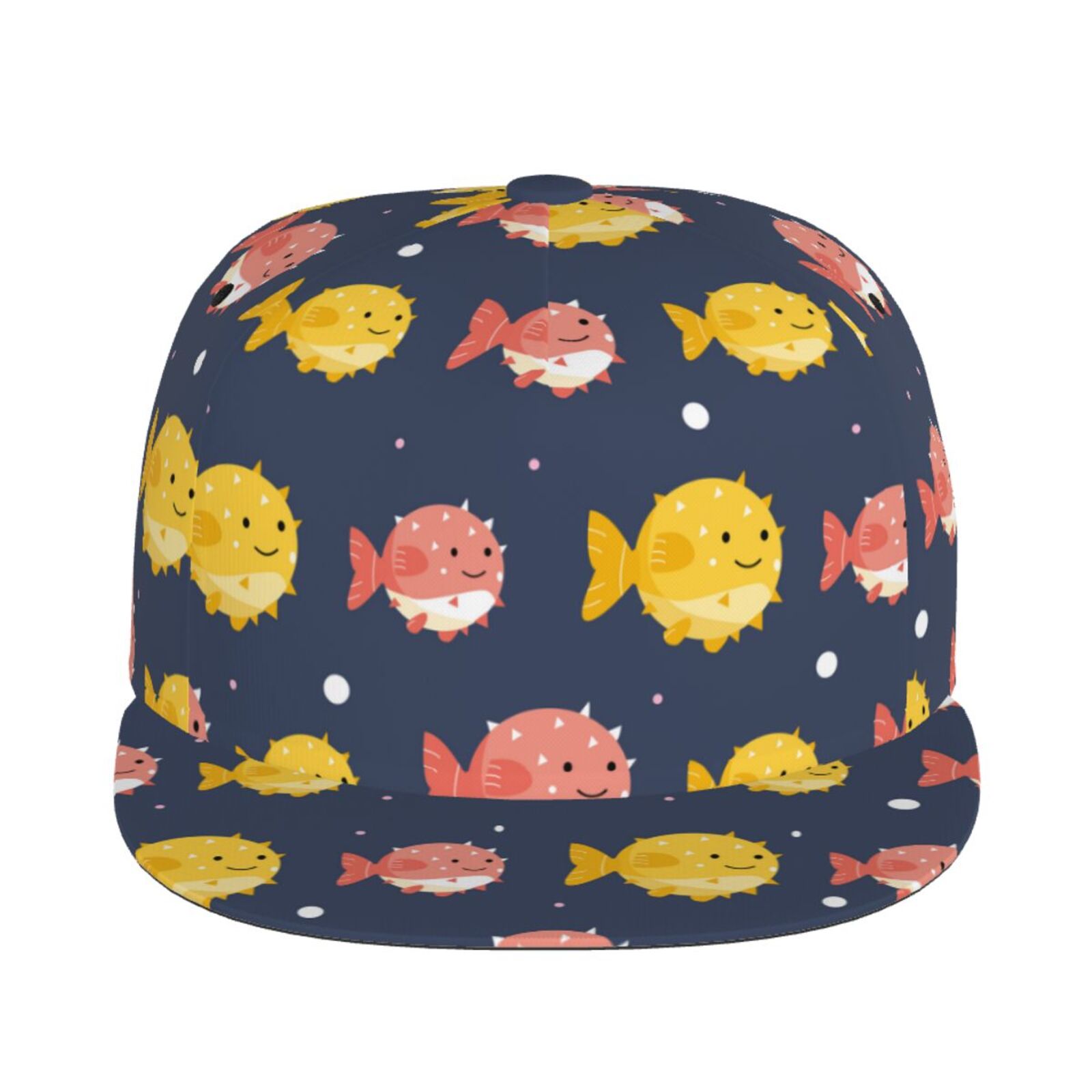Goofa Cute Puffer Fish Printed Men's Baseball Cap,Straight Brim Hat ...