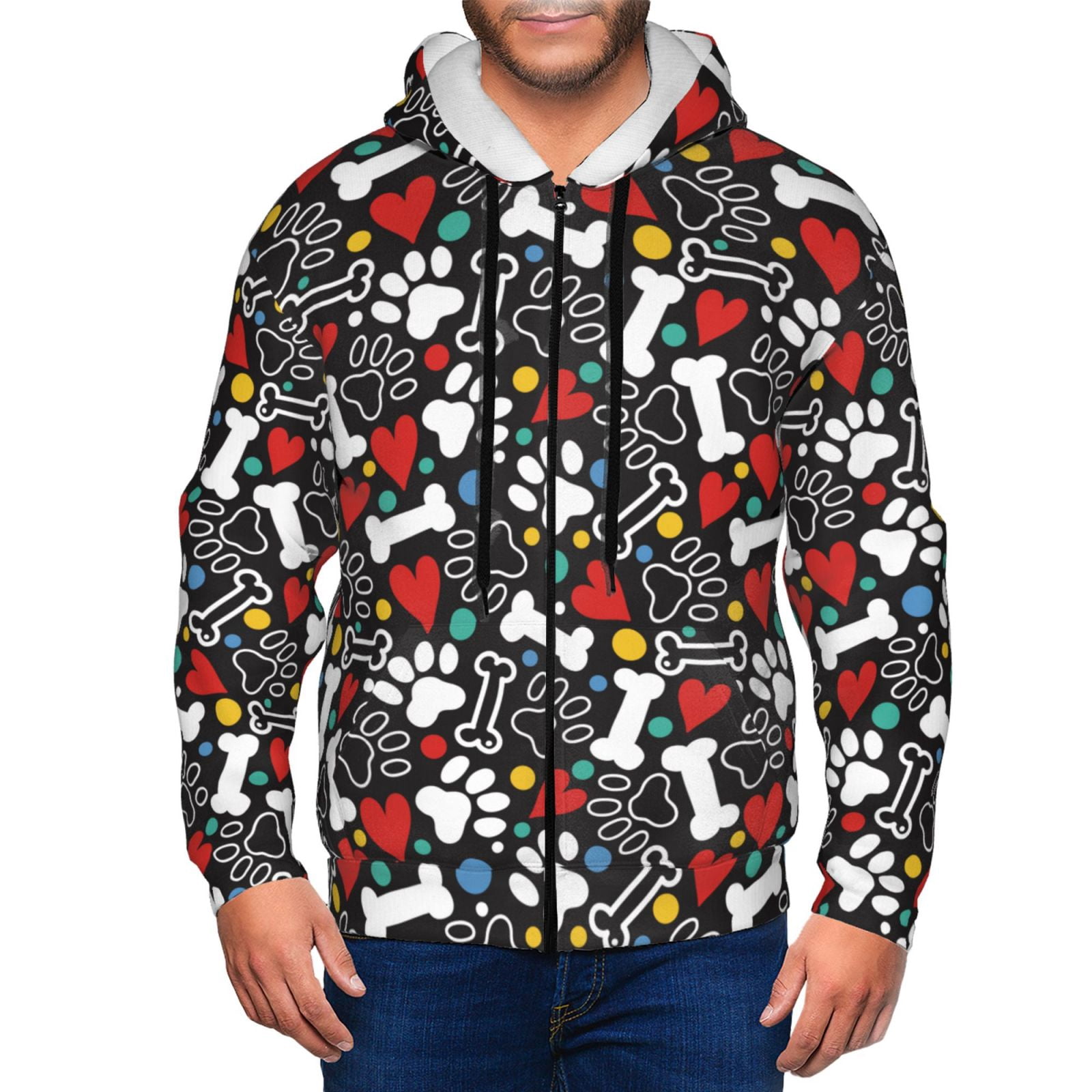 Woof Woof Beagle Pattern Print Men Pullover Hoodie