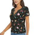 thumbnail image 1 of Goofa Cute Rabbit And Flower Pattern Womens Deep V Neck Low Cut Tops Casual Summer Short Sleeve Ribbed Knit T-Shirts-Medium, 1 of 5