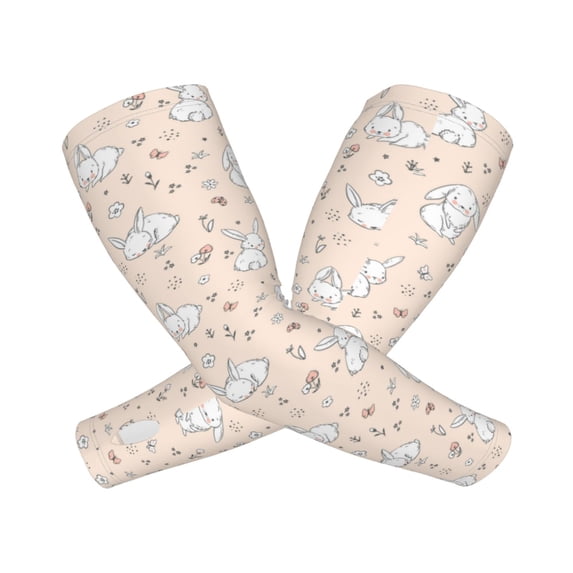 Goofa Cute Rabbit Pattern UV Sun Protection Arm Sleeves, UPF 50 Sports Cooling Arm Compression Sleeves for Men Women Teenager