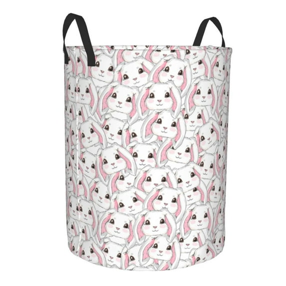 Goofa Cute Rabbit Printed Circular Hamper,Laundry Basket with Handles,Storage Baskets Foldable,Large Capacity Laundry Hamper-