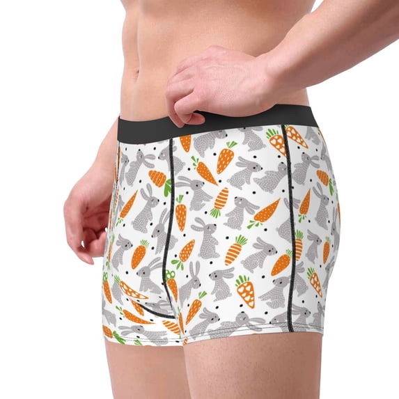 Goofa Cute Rabbit Printed Men's Boxer Briefs Underwear, Moisture-Wicking Underwear, Trunk,Soft and Breathable Cotton Underwear-Large