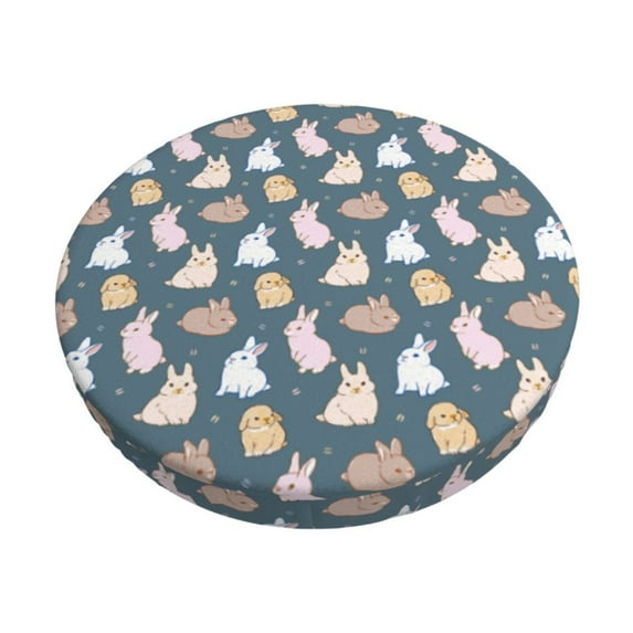 Goofa Cute Rabbit Printed Stool Covers Round, Waterproof Round Bar Stool Covers Anti-Slip Round Bar Stool Seat Cover with Elastic Bands Durable -12 inch