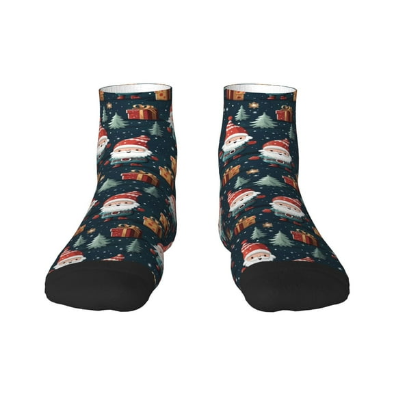 Goofa Cute Santa Claus Gift Pattern Non Slip Socks with Grips for Elderly, Crew Socks Yoga Hospital Socks Cushioned Sole Gripper Socks for Men Women
