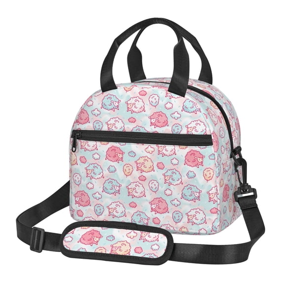 Goofa Cute Sheep Pattern Lunch Bag ,Insulated Lunch Box, Small Leakproof Cooler Food Lunch Containers Reusable High Capacity Lunch Tote Bags