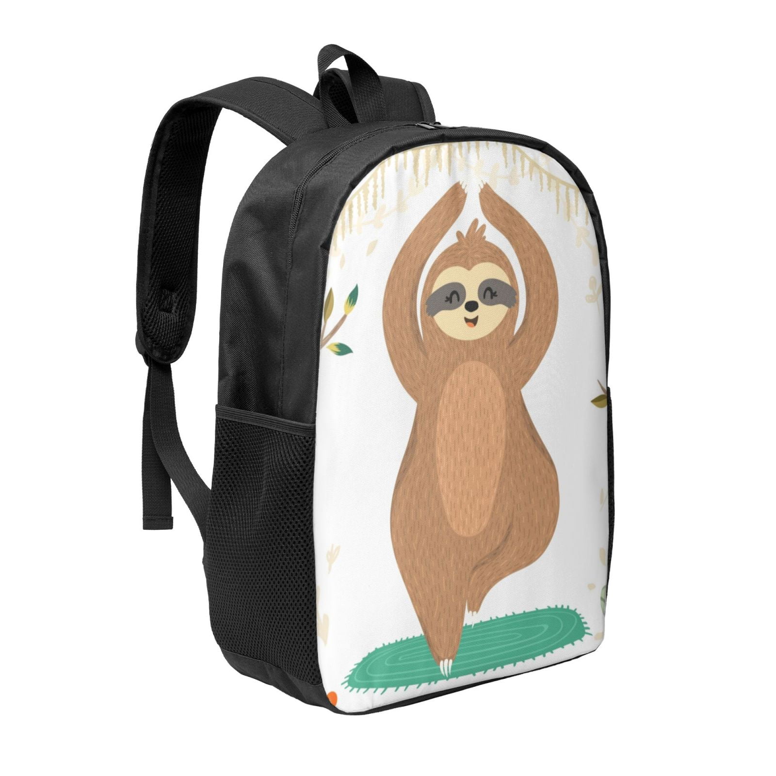 Goofa Cute Sloth In Yoga Pose Tree Pattern 17in Student Backpack ...