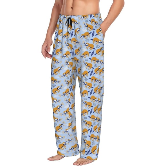 Goofa Cute Sloth Printed Soft Pajama Pants for Men, Wide Leg Comfy Casual Lounge Yoga Pants-X-Large