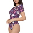 thumbnail image 1 of Goofa Cute Squirrel Floral Printed Women Rash Guard Short Sleeve,Tummy control Swimsuit Surfing Swimsuit Bathing Suit One Piece Swimsuit UPF 50-X-Large, 1 of 9