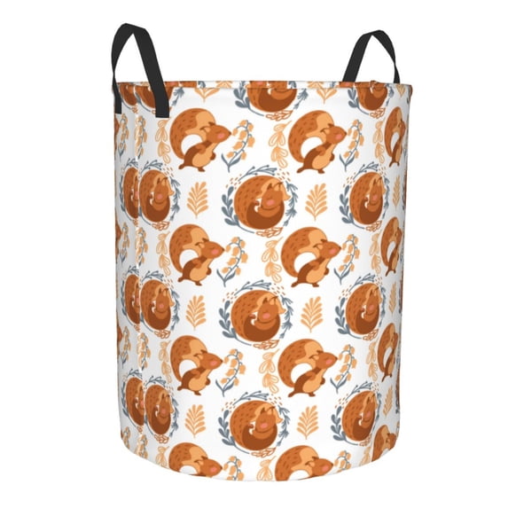 Goofa Cute Squirrel Printed Circular Hamper,Laundry Basket with Handles,Storage Baskets Foldable,Large Capacity Laundry Hamper-Medium