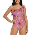 thumbnail image 1 of Goofa Cute Strawberry Pattern Women's One Piece Swimsuits Tummy Control Bathing Suits Asymmetric One Shoulder Swimwear-XX-Large, 1 of 6