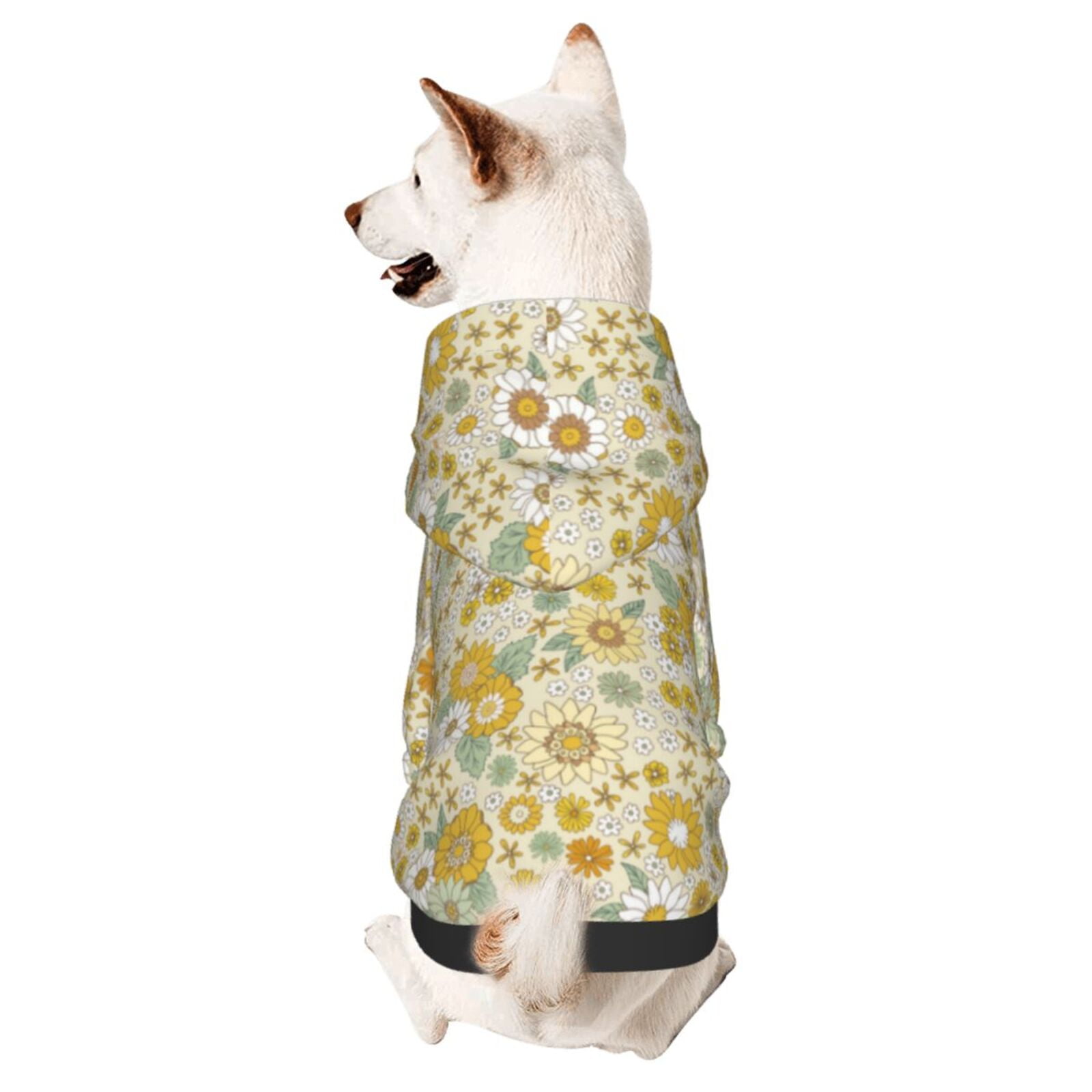 Goofa Cute Sunflower Pattern Small Dog Sweater Hoodies Pet Grey Hooded