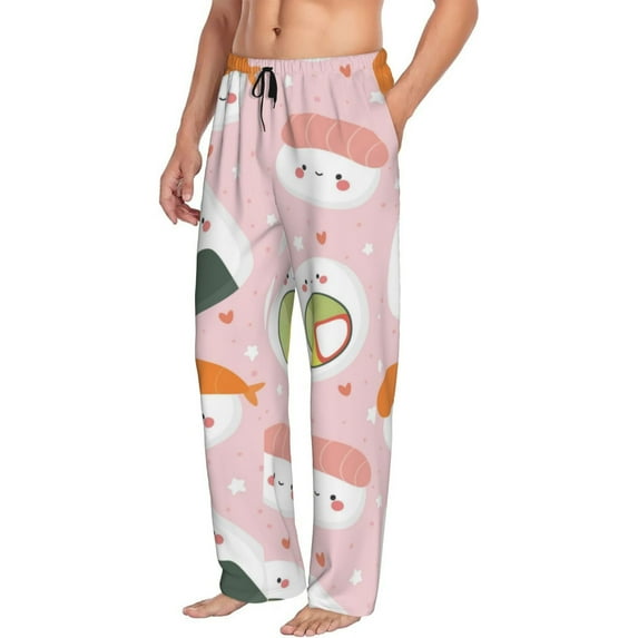 Goofa Cute Sushi Printed Soft Pajama Pants for Men, Wide Leg Comfy Casual Lounge Yoga Pants-Large