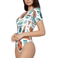 thumbnail image 1 of Goofa Cute Tableware Printed Women Rash Guard Short Sleeve,Tummy control Swimsuit Surfing Swimsuit Bathing Suit One Piece Swimsuit UPF 50-Medium, 1 of 9