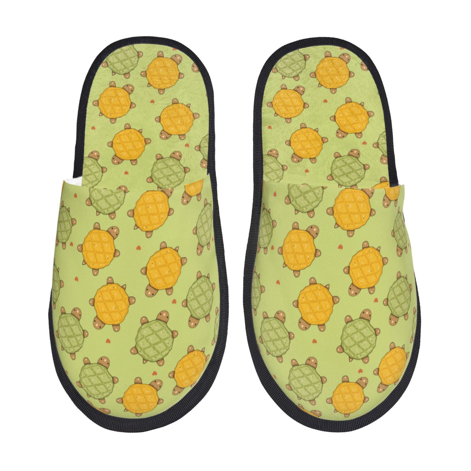 Goofa Cute Turtle Pattern Plush Furry Slippers for Men & Women, Cozy ...