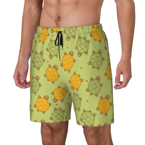 Goofa Cute Turtle Printed Men's Swim Trunks Board Shorts Quick Dry Mens Swimming Trunks with Compression Liner,Breathable Fit Hawaii Beach Shorts-3X-Large