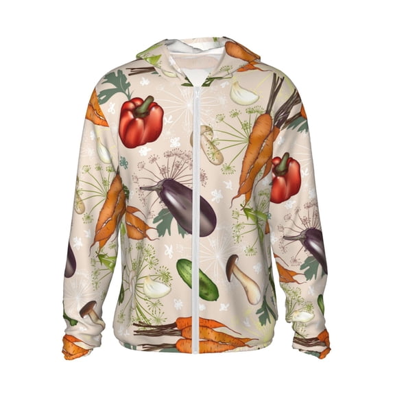 Goofa Cute Vegetables Printed Women's UPF 50+ Sun Protection Hoodie Jacket Lightweight Long Sleeve Sun Shirt for Women with Pocket Hiking Outdoor-XX-Large