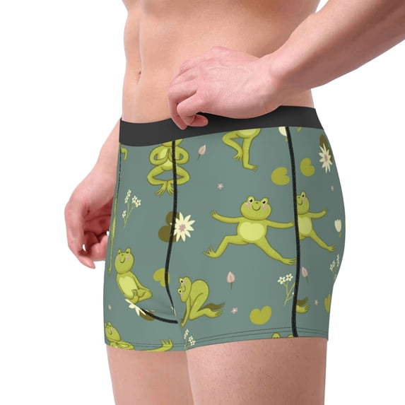 Goofa Cute Yoga Frogs Printed Men's Boxer Briefs Underwear, Moisture-Wicking Underwear, Trunk,Soft and Breathable Cotton Underwear-XX-Large