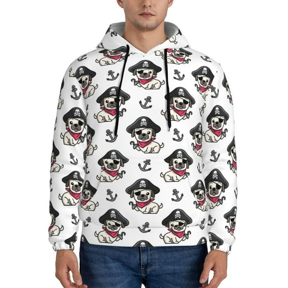 Goofa DOG IS WEARING PIRATE COSTUME for Men's Hooded Sweatshirt - Lightweight Pullover Hoodie with Kangaroo Pocket, Perfect for Everyday Wear-X-Large