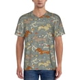 thumbnail image 1 of Goofa Dachshund Dog Bird Pattern Mens Golf Shirt Baseball T-shirt Moisture Wicking Dry Fit Performance Sport Short Sleeve Striped Golf Polo Shirts-4X-Large, 1 of 7