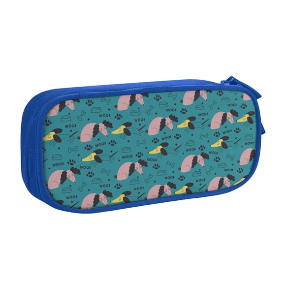 Goofa Dachshund Dog Pattern Big Capacity Pencil Pen Case Office College Large Storage High Capacity Bag Pouch Holder Box Organizer