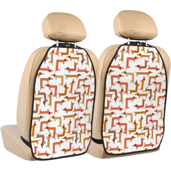 Goofa Dachshund Dog Pattern Car Back Seat Protector for Kids (2 Pack) ,Anti-kick Storage Mat for Car Seats,Shields from Footprints