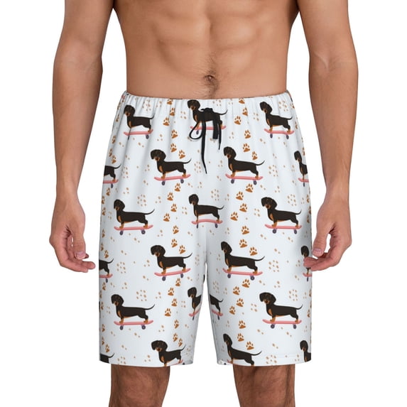 Goofa Dachshund Dog Pattern Men's Pajama Short Sleep Shorts Soft Comfortable Breathable Pajamas Shorts with Pockets-4X-Large