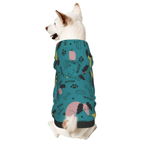 Goofa Dachshund Dog Pattern Small Dog Sweater Hoodies Pet Grey Hooded Soft Fleece Sweatshirts with Pocket Fall Winter Puppy Cat Sweaters Warm Clothes-X-Large