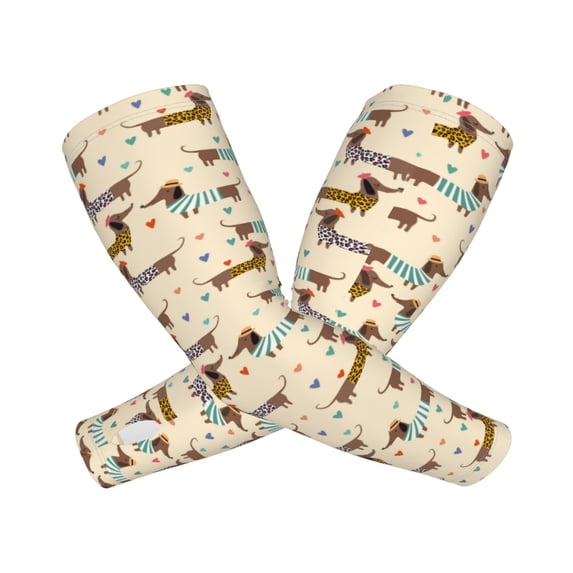 Goofa Dachshund Dog Pattern UV Sun Protection Arm Sleeves, UPF 50 Sports Cooling Arm Compression Sleeves for Men Women Teenager