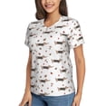 thumbnail image 1 of Goofa Dachshund Dog Pattern Women's Slim-Fit Short-Sleeve V-Neck T-Shirt,Classic-Fit Short-Sleeve V-Neck T-Shirt-X-Large, 1 of 5