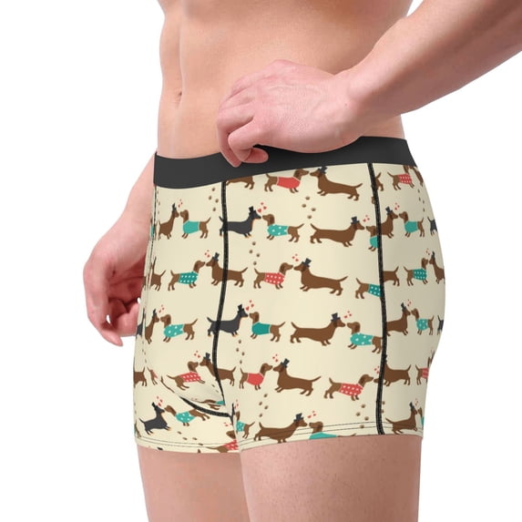 Goofa Dachshund Dog Printed Men's Boxer Briefs Underwear, Moisture-Wicking Underwear, Trunk,Soft and Breathable Cotton Underwear-Medium