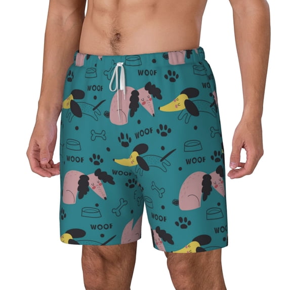 Goofa Dachshund Dog Printed Men's Swim Trunks Board Shorts Quick Dry Mens Swimming Trunks with Compression Liner,Breathable Fit Hawaii Beach Shorts-X-Large