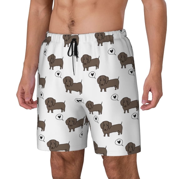 Goofa Dachshund Dog Printed Men's Swim Trunks Board Shorts Quick Dry Mens Swimming Trunks with Compression Liner,Breathable Fit Hawaii Beach Shorts-X-Large