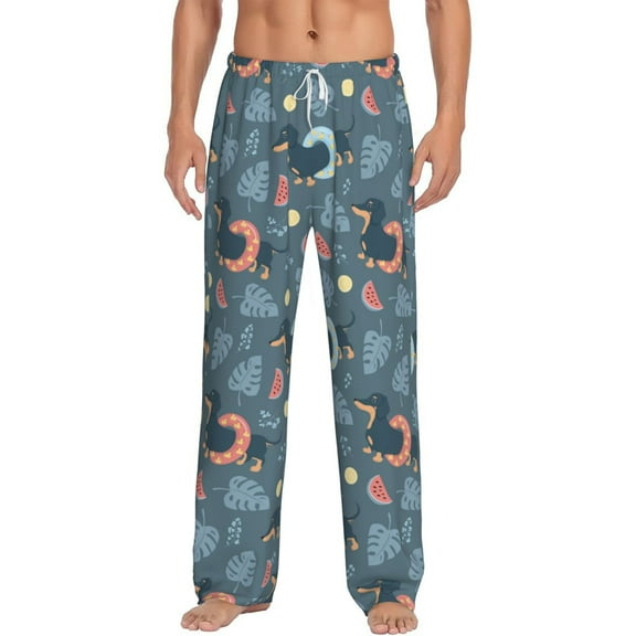Goofa Dachshund Dog Puppy Pattern Printed Soft Pajama Pants for Men, Wide Leg Comfy Casual Lounge Yoga Pants-XX-Large