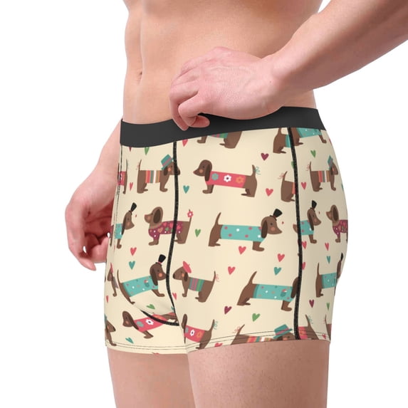 Goofa Dachshund Dog Puppy Printed Men's Boxer Briefs Underwear, Moisture-Wicking Underwear, Trunk,Soft and Breathable Cotton Underwear-XX-Large