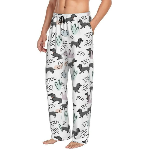 Goofa Dachshund Dog Puppy Printed Soft Pajama Pants for Men, Wide Leg Comfy Casual Lounge Yoga Pants-Small