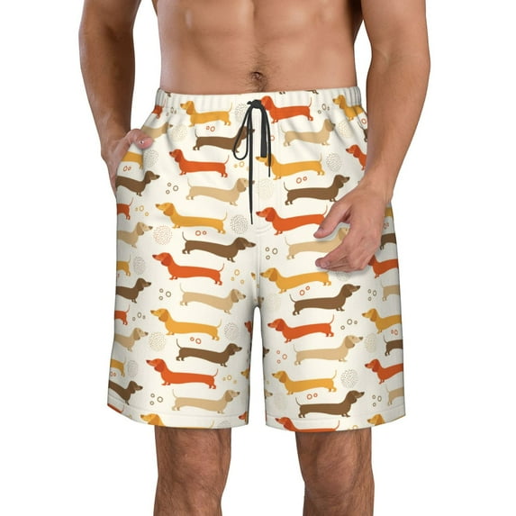 Goofa Dachshund Printed Mens Swim Trunks Summer Quick Dry Short Beach Swimwear Bathing Suits-Large