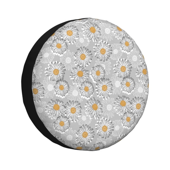 Goofa Daisies Flowers Pattern Universal Tire Cover for Jeep, SUV, Truck, and Trailer – Waterproof, UV-Resistant,Easy to Install, Fits 14"-17" Tires-17 inch