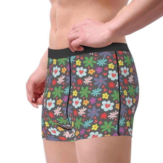 Goofa Daisies Flowers Printed Men's Boxer Briefs Underwear, Moisture-Wicking Underwear, Trunk,Soft and Breathable Cotton Underwear-Medium