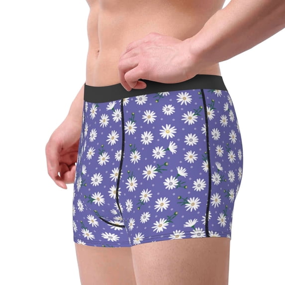 Goofa Daisies Flowers Printed Men's Boxer Briefs Underwear, Moisture-Wicking Underwear, Trunk,Soft and Breathable Cotton Underwear-X-Large