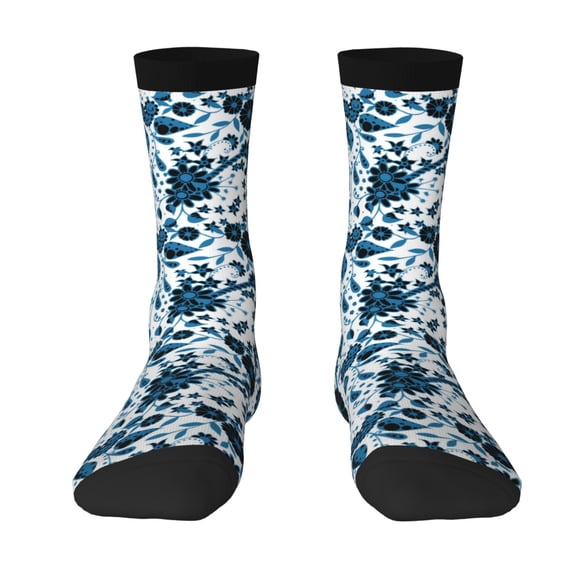 Goofa Daisies Flowers Printed Men's Crew Socks, Soft Durable Breathable Moisture-Wicking with Odor Control Cotton socks
