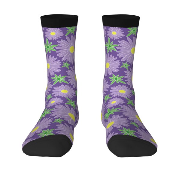 Goofa Daisies Flowers Printed Men's Crew Socks, Soft Durable Breathable Moisture-Wicking with Odor Control Cotton socks