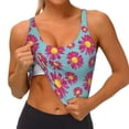 thumbnail image 1 of Goofa Daisies Flowers Printed Sports Bras for Women, High Impact Running Bra Workout Crop Tank Tops Longline Sports Bra Push up-Medium, 1 of 9