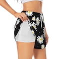 thumbnail image 1 of Goofa Daisies Flowers Printed Women 2 in 1 Running Shorts,Quick Dry Athletic Workout Shorts,High Waisted Athletic Shorts with Liner Pockets-Medium, 1 of 9