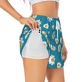 thumbnail image 1 of Goofa Daisies Flowers Printed Women 2 in 1 Running Shorts,Quick Dry Athletic Workout Shorts,High Waisted Athletic Shorts with Liner Pockets-X-Large, 1 of 9