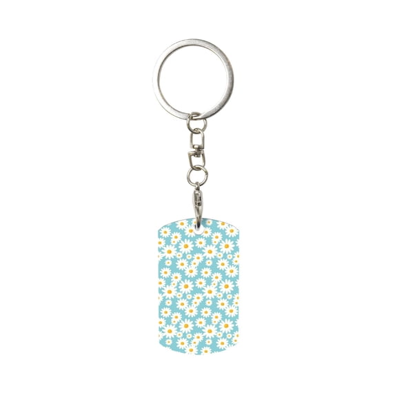 Goofa Daisy Floral A Printed Rectangular Metal Keychain Bag Charm Floral Charm for Purse Keys Metal Keyring Gift for Women Accessories