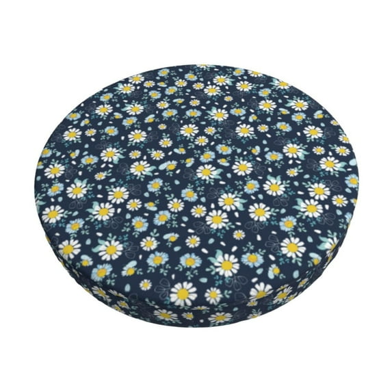 Goofa Daisy Floral B Printed Stool Covers Round, Waterproof Round Bar Stool Covers Anti-Slip Round Bar Stool Seat Cover with Elastic Bands Durable -